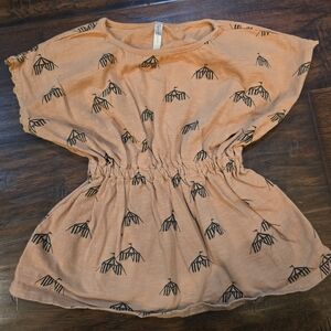 Rylee + Cru Burnt Orange Kaftan Dress with Circus Tent Pattern